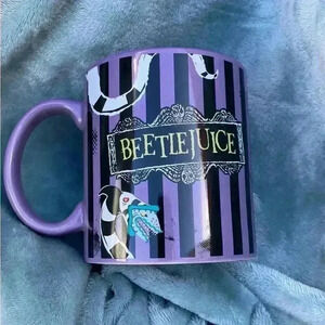 Beetlejuice Purple Striped Ceramic Mug